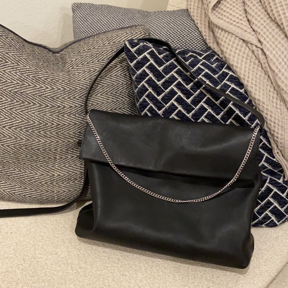 Used All Saints Black Hobo bag Silver Chain Detail